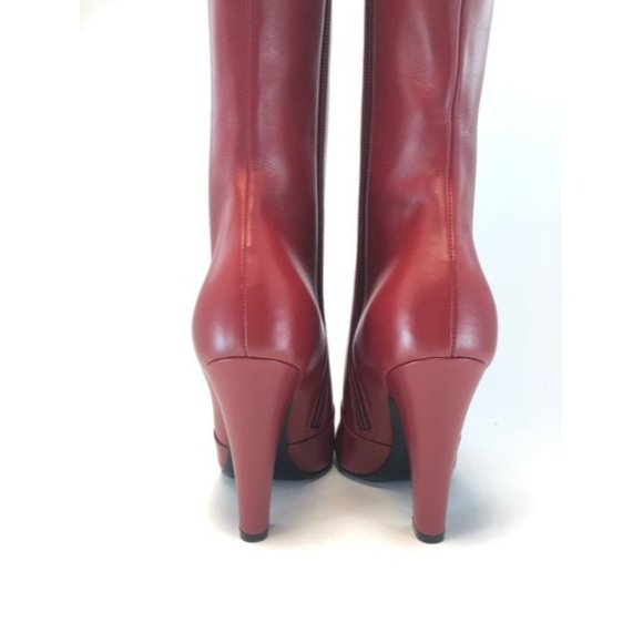 Saint Laurent Red 68 Knee-high Leather Boots - Picture 6 of 12